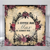 Aperturee - Aperturee Floral Spider Halloween Custom Baby Shower Backdrop